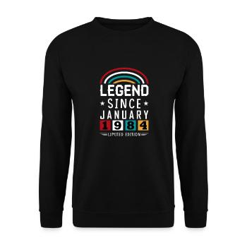1984 Legend Since Birthday Gift January - Unisex Sweatshirt - black - Front - Alina (178cm) & Michal (187cm)