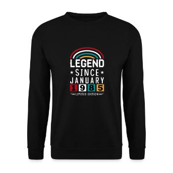 1985 Legend Since Birthday Gift January - Unisex Sweatshirt - black - Front - Alina (178cm) & Michal (187cm)