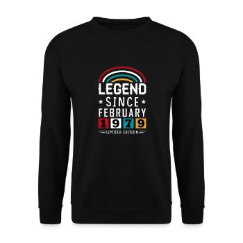 1979 Legend Since Birthday Gift February - Unisex Sweatshirt - black - Front - Alina (178cm) & Michal (187cm)