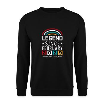 2029 Legend Since Birthday Gift February - Unisex Sweatshirt - black - Front - Alina (178cm) & Michal (187cm)
