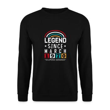 1970 Legend Since Birthday Gift March - Unisex Sweatshirt - black - Front - Alina (178cm) & Michal (187cm)
