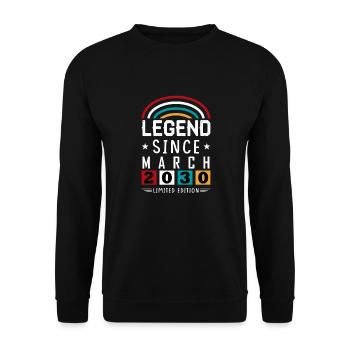 2030 Legend Since Birthday Gift March - Unisex Sweatshirt - black - Front - Alina (178cm) & Michal (187cm)