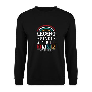 1985 Legend Since Birthday Gift April - Unisex Sweatshirt - black - Front - Alina (178cm) & Michal (187cm)