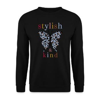 Butterfly - stylish and kind - Unisex Pullover - Schwarz - Vorne - Alina (178cm) & Michal (187cm)