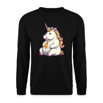 Licorne grasse mignonne - Sweat-shirt Unisexe - noir - Devant - Alina (178cm) & Michal (187cm)
