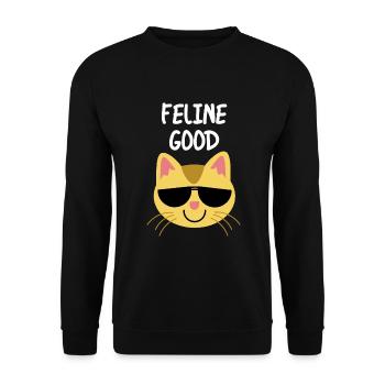 Feline Good : Feeling good cat pun quote - Unisex Sweatshirt - black - Front - Alina (178cm) & Michal (187cm)