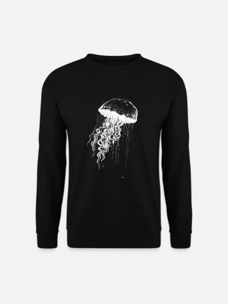 Qualle weiß auf schwarz - Jellyfish Motiv - Unisex Pullover - Schwarz