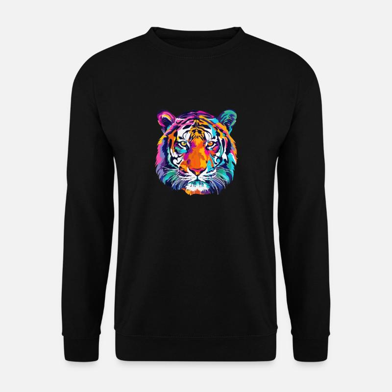 Tiger Bunt Tigerkopf - Unisex Pullover - Schwarz