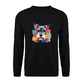 Miniature Schnauzer Dog in Glasses Colored - Unisex Sweatshirt - black - Front - Alina (178cm) & Michal (187cm)