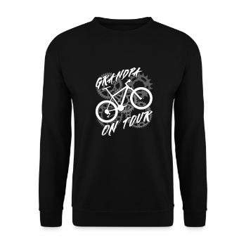 Grandpa on bike tour Grandfather rides a bike - Unisex Sweatshirt - black - Front - Alina (178cm) & Michal (187cm)