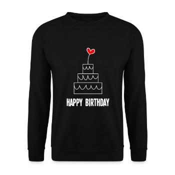ALLES GUTE ZUM GEBURTSTAG. ALLES GUTE ZUM GEBURTSTAG. JAHRESTAG - Unisex Pullover - Schwarz - Vorne - Alina (178cm) & Michal (187cm)