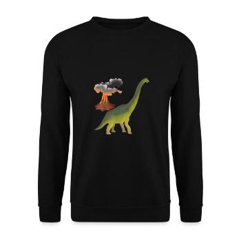 Dino and volcano - Unisex Sweatshirt - black - Front - Alina (178cm) & Michal (187cm)