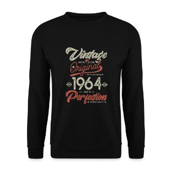 1964 Vintage Birthday Born 1964 - Unisex Sweatshirt - black - Front - Alina (178cm) & Michal (187cm)