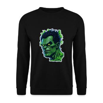 Halloween Green Monster 4 - Unisex Sweatshirt - black - Front - Alina (178cm) & Michal (187cm)
