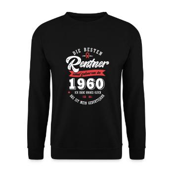 1960 Geburtstag Rentner geboren 1960 - Unisex Pullover - Schwarz - Vorne - Alina (178cm) & Michal (187cm)