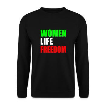 Women life freedom - Unisex Pullover - Schwarz - Vorne - Alina (178cm) & Michal (187cm)