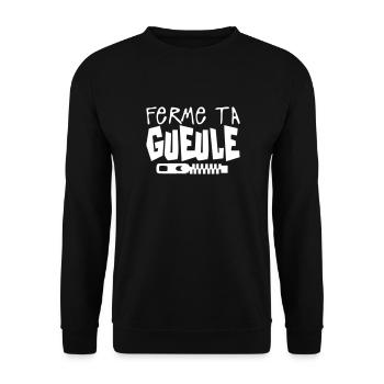 ferme ta gueule citation fermeture eclai - Sweat-shirt Unisexe - noir - Devant - Alina (178cm) & Michal (187cm)
