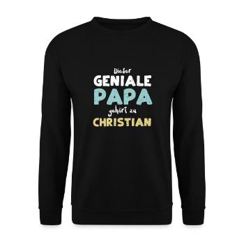 Dieser Geniale Papa Gehört Zu Ch... - Unisex Pullover - Schwarz - Vorne - Alina (178cm) & Michal (187cm)