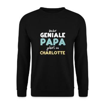 Dieser Geniale Papa Gehört Zu Ch... - Unisex Pullover - Schwarz - Vorne - Alina (178cm) & Michal (187cm)
