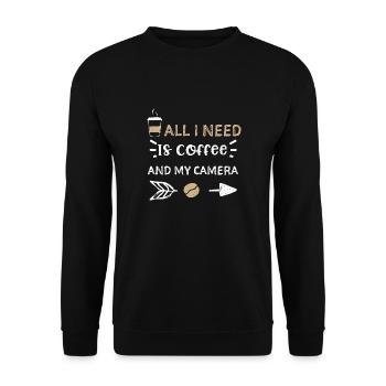 All I Need Is Coffee And My Camera - Unisex Sweatshirt - black - Front - Alina (178cm) & Michal (187cm)
