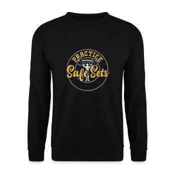 Practice Safe Sets - Gym - Unisex Pullover - Schwarz - Vorne - Alina (178cm) & Michal (187cm)