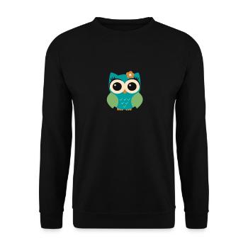 Eule Pauline - Unisex Pullover - Schwarz - Vorne - Alina (178cm) & Michal (187cm)