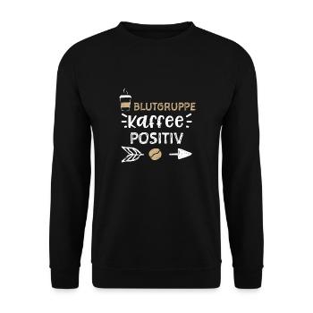 Blutgruppe Kaffee Positiv - Coffee - Unisex Pullover - Schwarz - Vorne - Alina (178cm) & Michal (187cm)