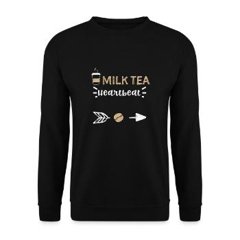Milk Tea Heartbeat - Coffee - Unisex Sweatshirt - black - Front - Alina (178cm) & Michal (187cm)