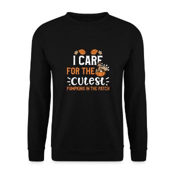 I Care For The Cutest Pumpkins I... - Unisex Pullover - Schwarz - Vorne - Alina (178cm) & Michal (187cm)