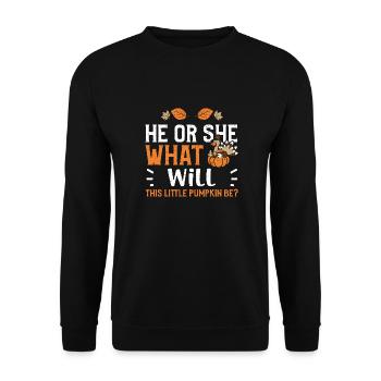 He Or She What Will This Little... - Unisex Sweatshirt - black - Front - Alina (178cm) & Michal (187cm)