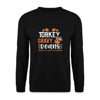 Dinde, sauce, haricots et petits pains,... - Sweat-shirt Unisexe - noir - Devant - Alina (178cm) & Michal (187cm)