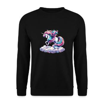 Mythisches Einhorn - Unisex Pullover - Schwarz - Vorne - Alina (178cm) & Michal (187cm)