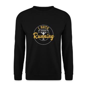 I Hate Running - Gym - Unisex Pullover - Schwarz - Vorne - Alina (178cm) & Michal (187cm)
