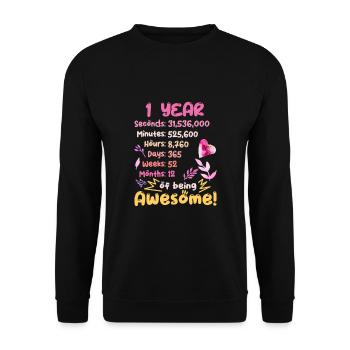 Tenue d’anniversaire pour 1 an ! 1er anniversaire - Sweat-shirt Unisexe - noir - Devant - Alina (178cm) & Michal (187cm)