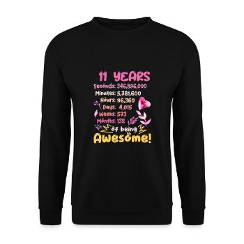 11 years old! Birthday Gift 11th Birthday - Unisex Sweatshirt - black - Front - Alina (178cm) & Michal (187cm)