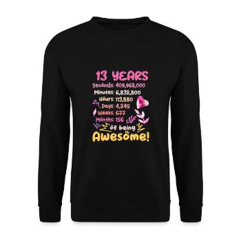 13 years old! Birthday Gift 13th Birthday - Unisex Sweatshirt - black - Front - Alina (178cm) & Michal (187cm)