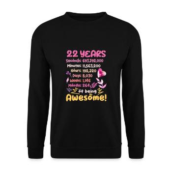 22 years old! Birthday Gift 22nd Birthday - Unisex Sweatshirt - black - Front - Alina (178cm) & Michal (187cm)