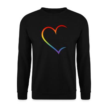 Herz offen Regenbogen LGBT Liebe Paare - Unisex Pullover - Schwarz - Vorne - Alina (178cm) & Michal (187cm)