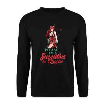 Succubus Flirty Nymph Sexy Anime Demon Wings Goth - Unisex Sweatshirt - black - Front - Alina (178cm) & Michal (187cm)