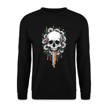 Floral Skull with Rainbow - Unisex Sweatshirt - black - Front - Alina (178cm) & Michal (187cm)
