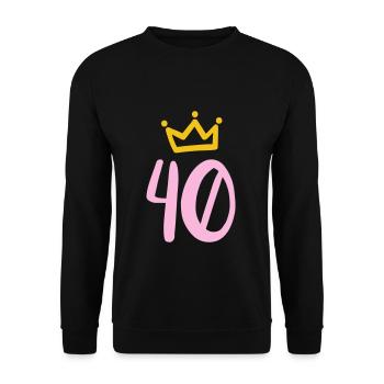 40. Geburtstag Krone - Unisex Pullover - Schwarz - Vorne - Alina (178cm) & Michal (187cm)