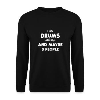 I Like Drums And Dogs And Maybe... - Unisex Pullover - Schwarz - Vorne - Alina (178cm) & Michal (187cm)