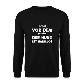 Vorsicht Vor Dem Frauchen Der Hu... - Unisex Pullover - Schwarz - Vorne - Alina (178cm) & Michal (187cm)
