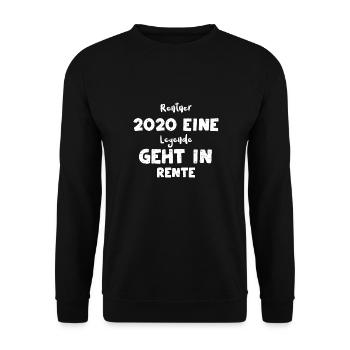 Rentner 2020 Eine Legende Geht I... - Unisex Pullover - Schwarz - Vorne - Alina (178cm) & Michal (187cm)