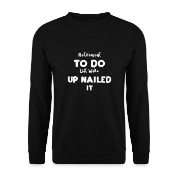 Retraite To Do List Réveillez-vous na... - Sweat-shirt Unisexe - noir - Devant - Alina (178cm) & Michal (187cm)