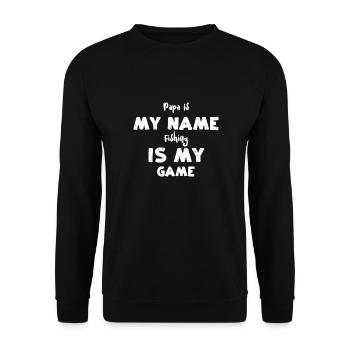 Papa est mon nom La pêche est mon jeu - Sweat-shirt Unisexe - noir - Devant - Alina (178cm) & Michal (187cm)