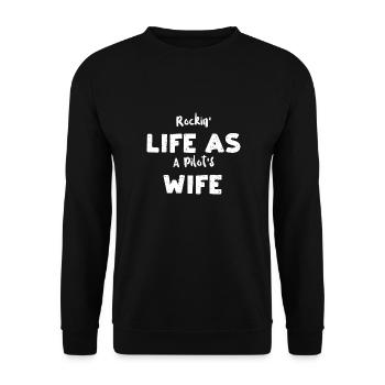 Rockin' Life As A Pilot's Wife - Unisex Sweatshirt - black - Front - Alina (178cm) & Michal (187cm)