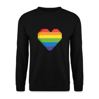 Pixel Heart, Love, Rainbow, Gay, Pride - Unisex Pullover - Schwarz - Vorne - Alina (178cm) & Michal (187cm)