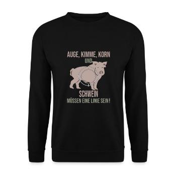 Wildschwein Jagd Lustiger Spruch Jagen für Jäger - Unisex Pullover - Schwarz - Vorne - Alina (178cm) & Michal (187cm)