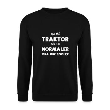 Opa Mit Traktor Wie Ein Normaler... - Unisex Pullover - Schwarz - Vorne - Alina (178cm) & Michal (187cm)